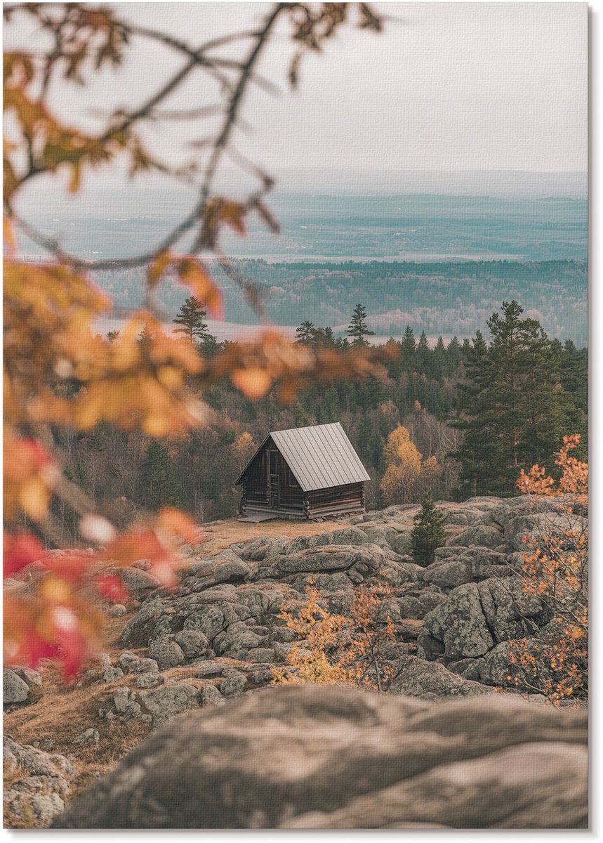 Tulup Polycanvas Wandposter - Herfstlandschap, Fotografie - A4 - Oranje Wandposter - Rechthoek - Muurkunst - Woonkamer, Slaapkamer, Kantoor - Rustiek