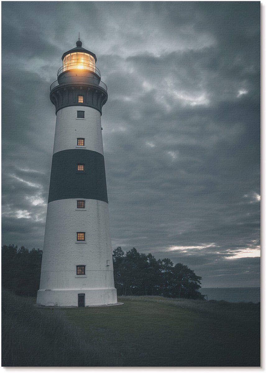 Tulup Polycanvas Wandposter - Vuurtoren, Fotografie - A4 - Grijs Patroon - Rechthoek - Muurkunst - Woonkamer, Slaapkamer, Kantoor - Klassiek