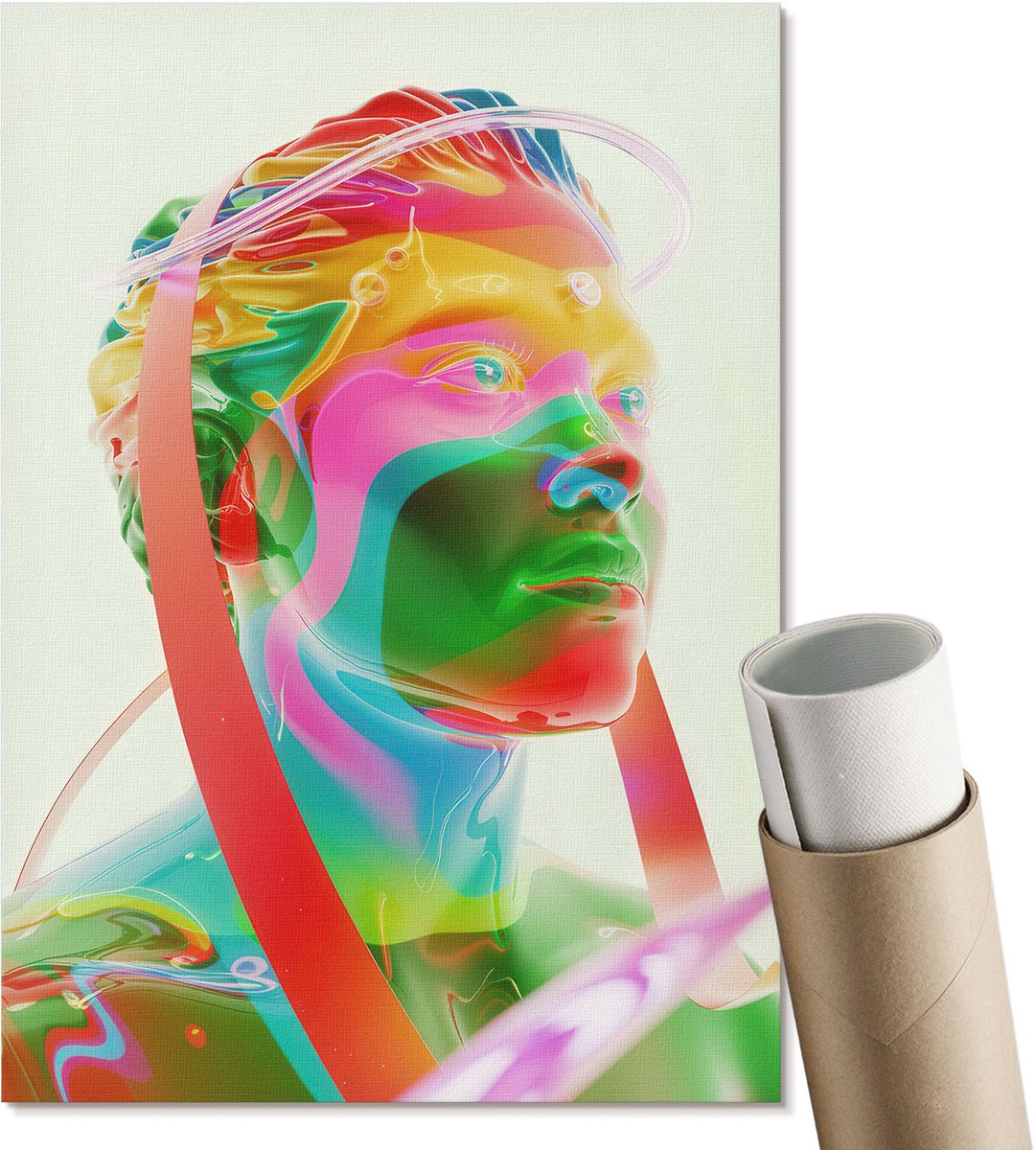 Coloray Polycanvas Poster - Gapende Kat, Fotografie - A2 - Zwart-wit Wandposter - Rechthoek - Kunstposter - Woonkamer, Slaapkamer, Kantoor - Klassiek