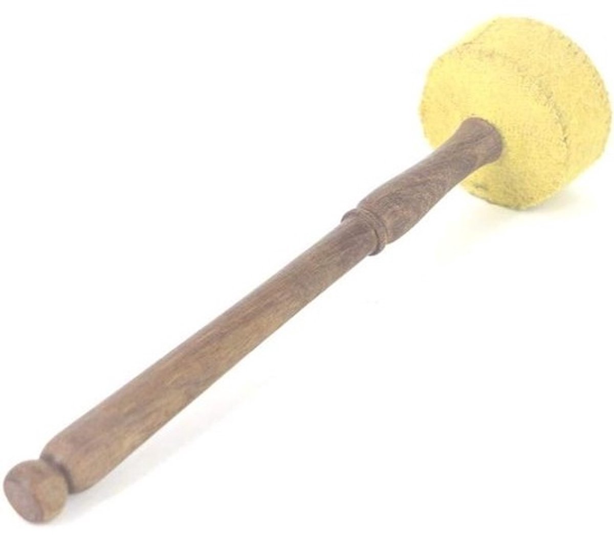 Klankschaal Hamer - Sjamaan Trommel - Meditatie Muziek - Perzik Hout Lint - 28cm Lengte - Geel