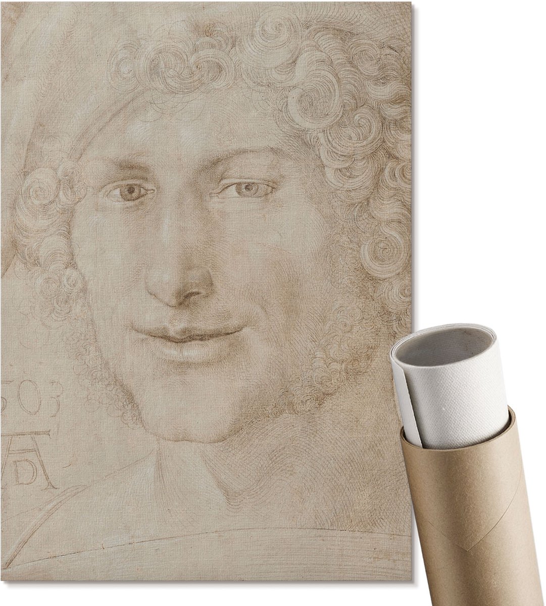Coloray Polycanvas Poster - Het Hoofd Van Een Jonge Man, Schilderen - A4 - Beige Design - Rechthoek - Decoratieve poster - Woonkamer, Slaapkamer, Kantoor - Klassiek