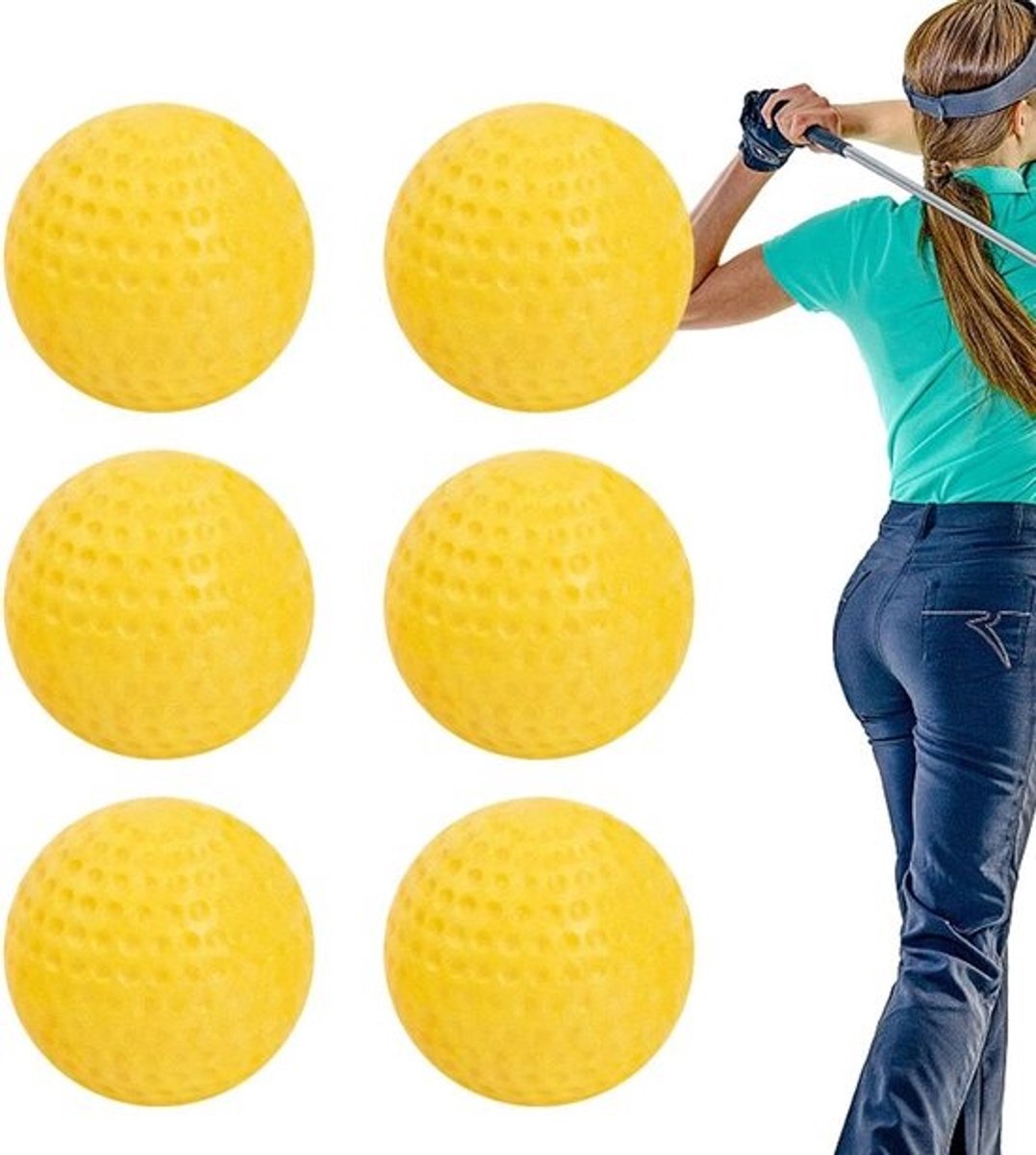 Golfballen PU Schuim - Trainingsballen Herbruikbaar - Binnen Oefenen - Zacht en Lichtgewicht - 4 cm Diameter - Geel