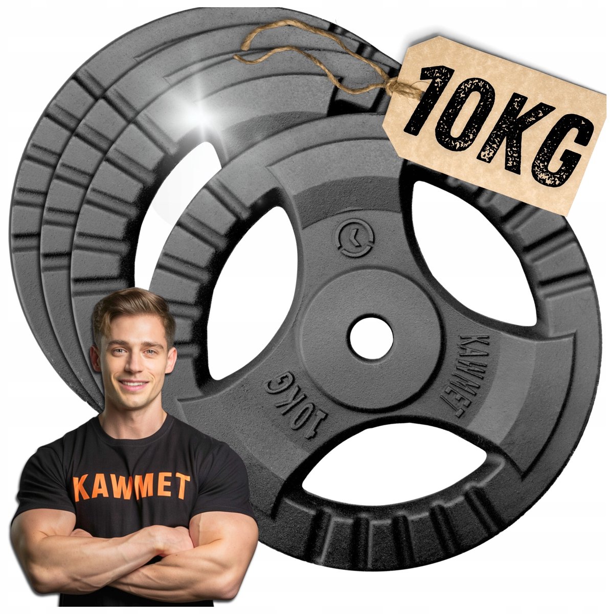 40 kg gietijzeren halterschijven set Tri-Grip 4x10kg