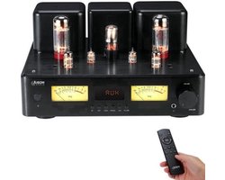 Buisversterker Hybride 300 W Bluetooth 5.4 - Class AB HiFi Stereo - EL34 Buizen - Zwart - Voor Audiofielen