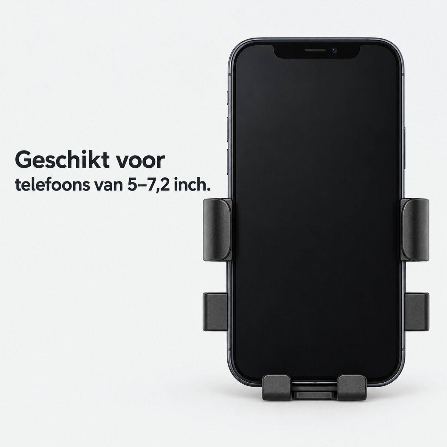 Telefoonhouder fiets met stuurklem voor telefoons van 5–7,2 inch, met 6-punts omsluiting en vergrendeling met één knop