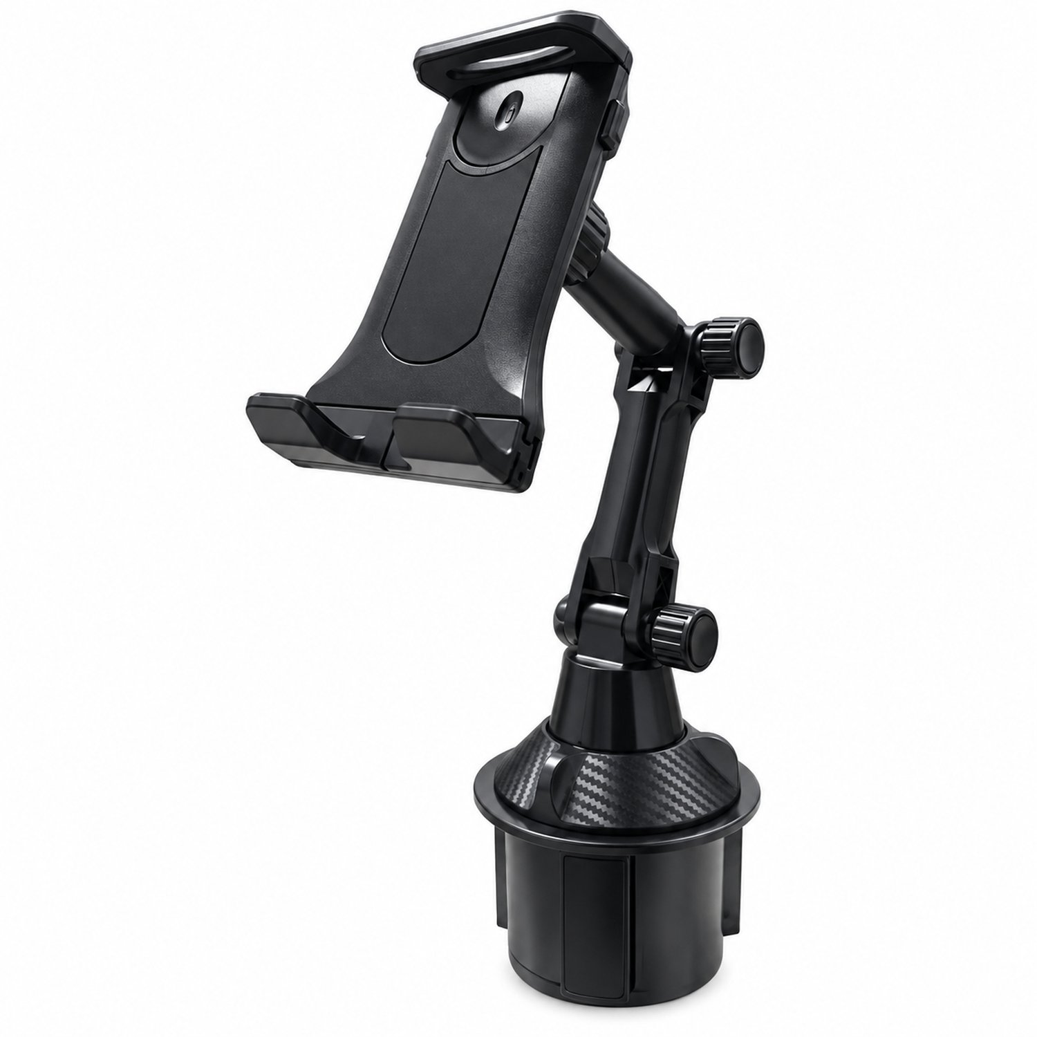 telefoonhouders auto - zwart - verstelbare 360° draaibare scharnierarm - autohouder voor telefoon en tablet met bekerhouder - verpakkingsmaat 9 x 21 x 8 cm