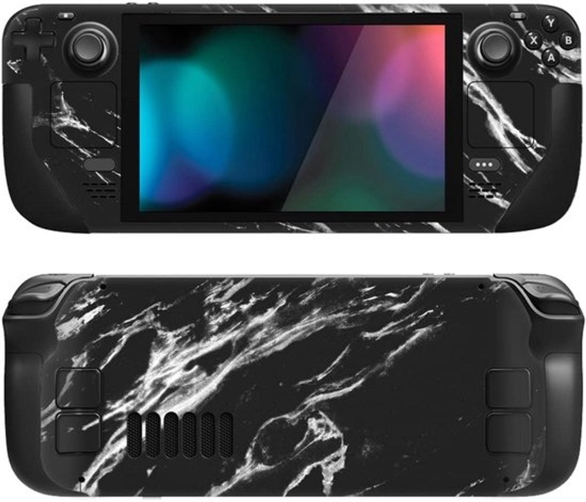 Volledige Set Beschermende Sticker Vinyl Decal voor Steam Deck LCD & OLED - Modern Zwart Marmer