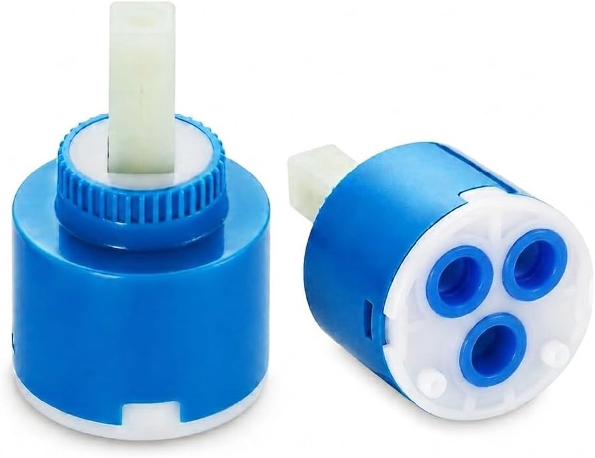 kraancartridge 35 mm, vervangend ventielinzetstuk met ABS-behuizing, siliconenafdichting, warm en koud water, 3-gats platte basis, 18 mm gatenafstand voor reparatie in keuken en badkamer.
