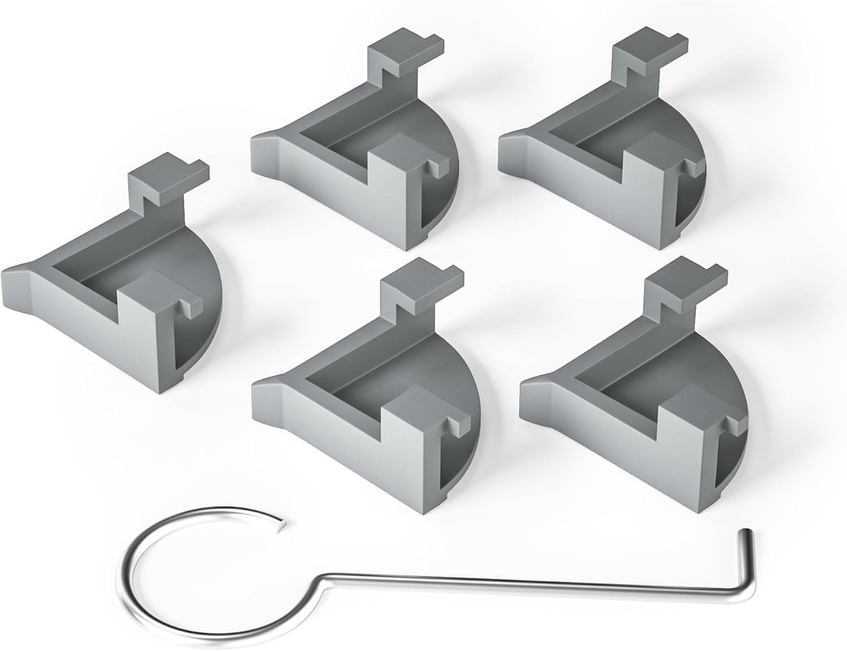 Tegelsteun-steun voor doucheafvoer, 5 stuks plastic clips, 1 x hefhaken, grijs (geschikt voor Bernkot vierkante doucheafvoeren)