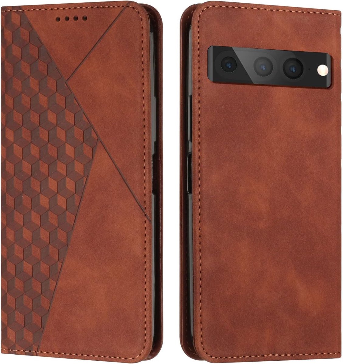 Case Compatibel met Google Pixel 7 Pro, Flip case lederen portemonnee-hoes met standaard en voor Google Pixel 7 Pro（Bruin）