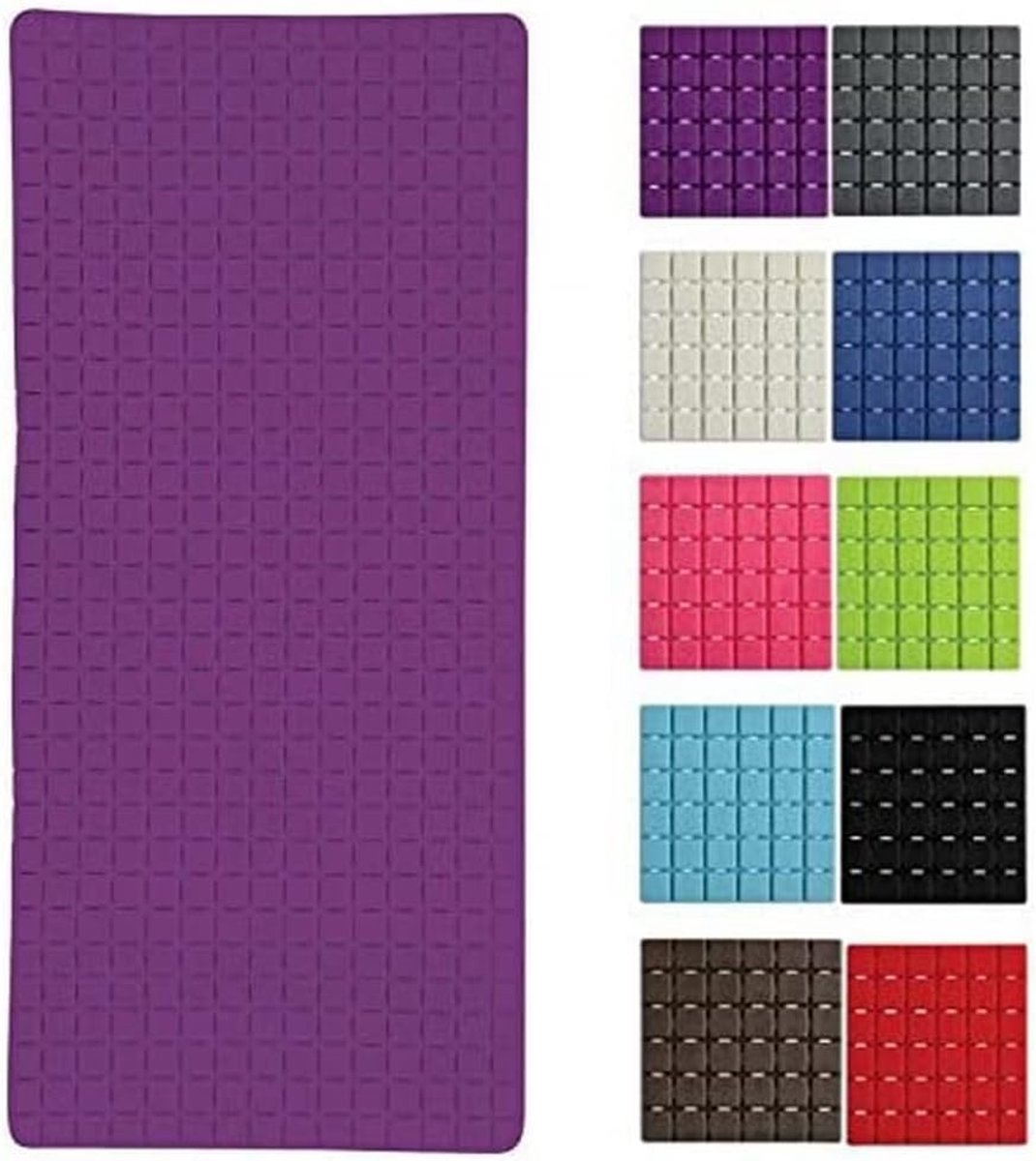 Premium douchemat, antibacterieel, antislip, met zuignappen, violet 36 x 76 cm – ruikt naar rozen – wasbaar op 60 graden.