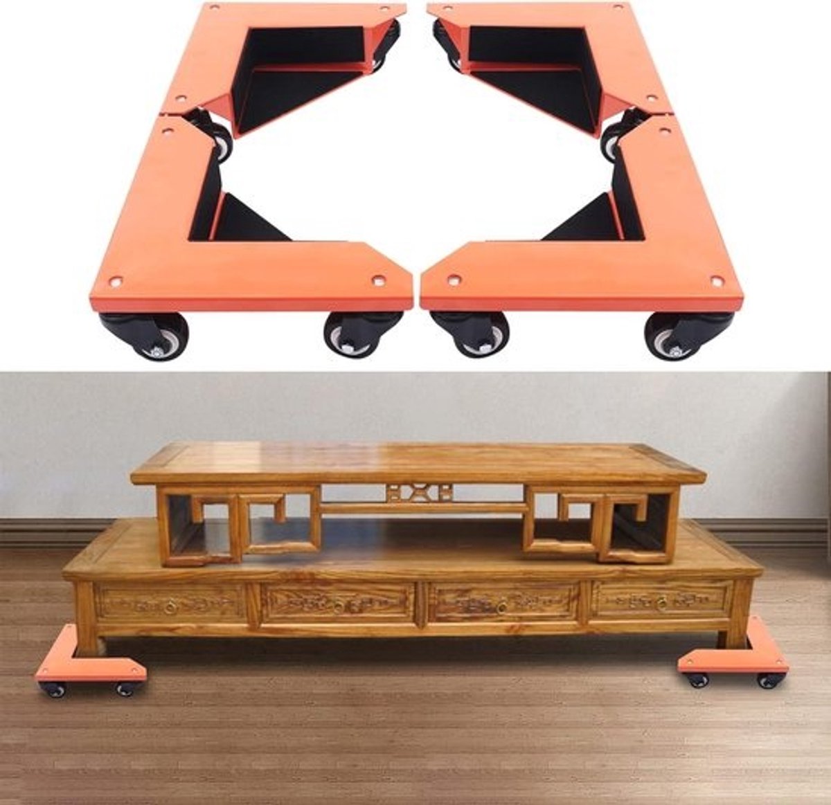 Verhuisroller Meubelroller - Mover Dolly - Meubels Verplaatsen - Hoge Stabiliteit - 650 kg - Oranje