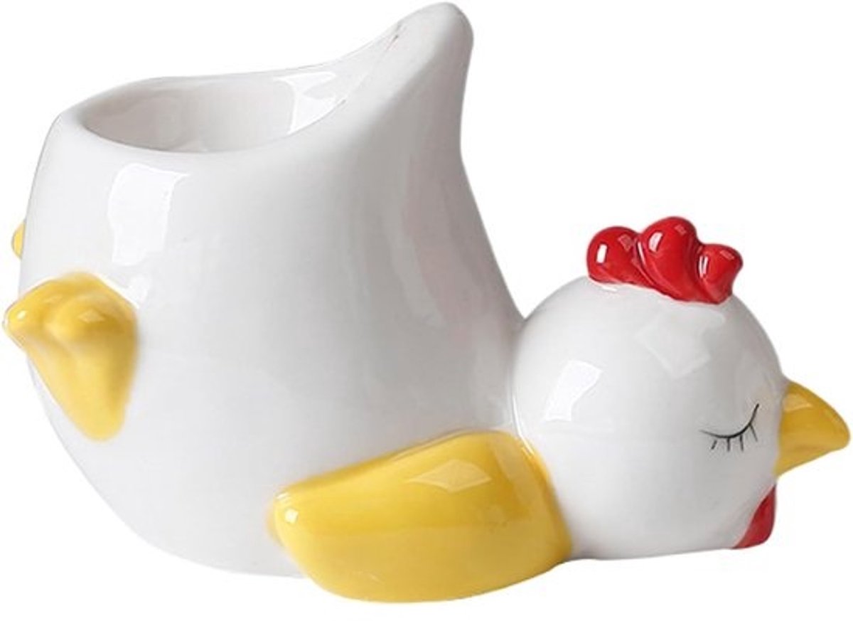 Eierdopjes Set - Eierhouders Bekers - Ontbijt Keuken - Keramiek Kip Eend - 11cm 10cm - Blauwgroen