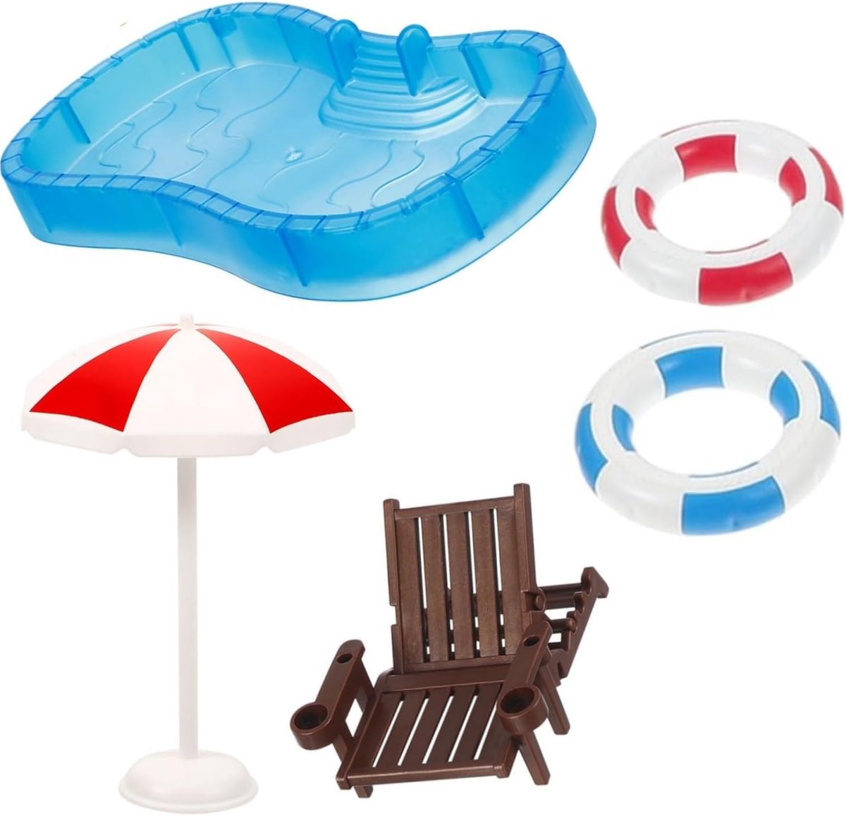 5 stuks, strandlandschap, miniatuur, strandaccessoires, strandparasol, strandstoel, voor verjaardagscadeaus, microlandschap, doe-het-zelf feeëntuin