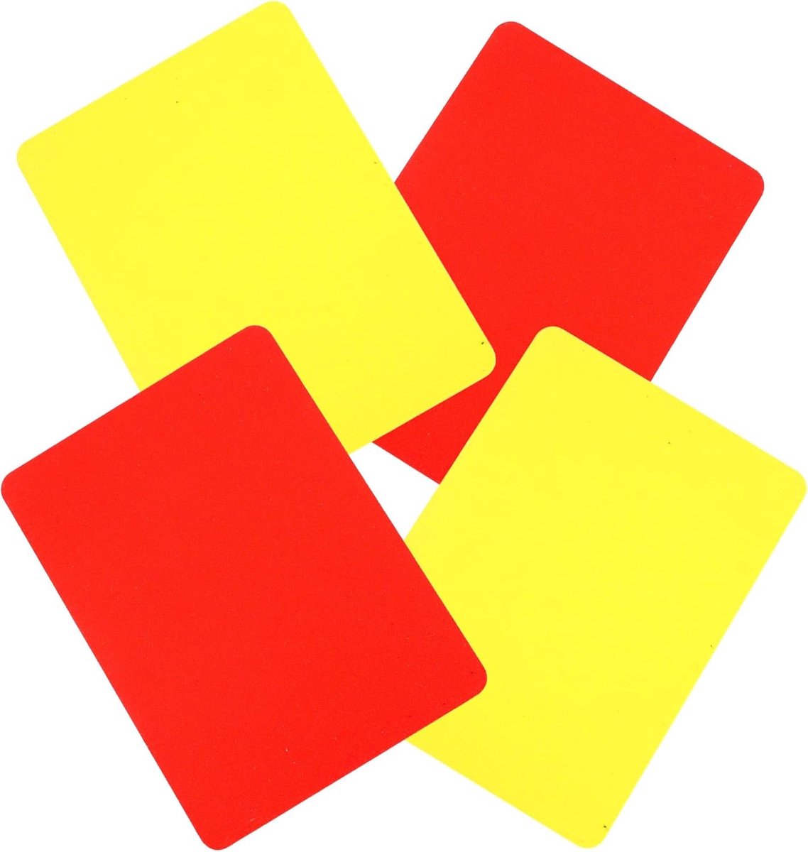 Set van 2 scheidsrechterkaarten, robuuste rode en gele kaarten van pvc, onmisbaar accessoire voor elke voetbalwedstrijd, made in EU