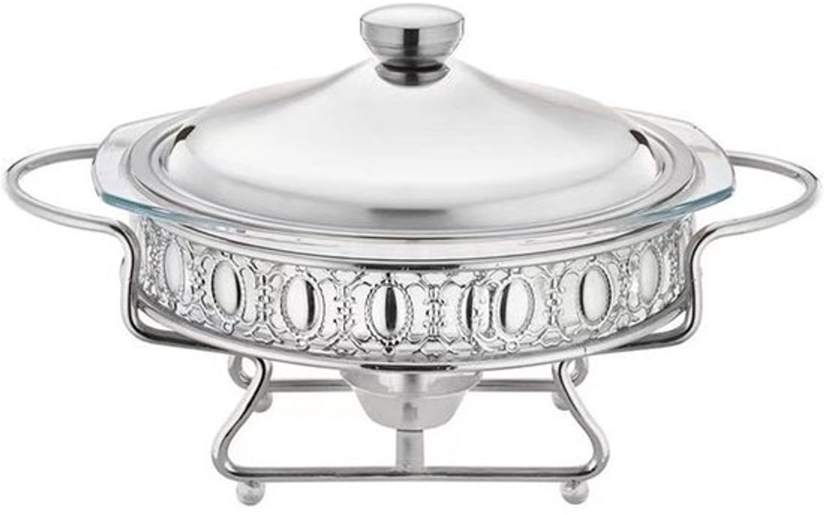 Buffet Warmhoudbak - Voedselwarmer Chafing Dish - Catering Feesten Banketten - Roestvrij Staal Duurzaam - 23.4x14.5cm 2L - Zilver