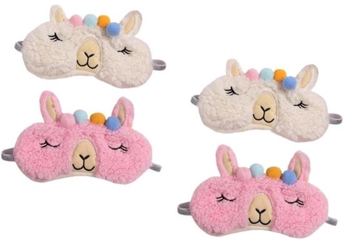 Pluche Oogmaskers - Slaapmasker Blinddoek - Reizen Slapen - Zacht Ademend Materiaal - 20 x 7 cm - Beige Roze