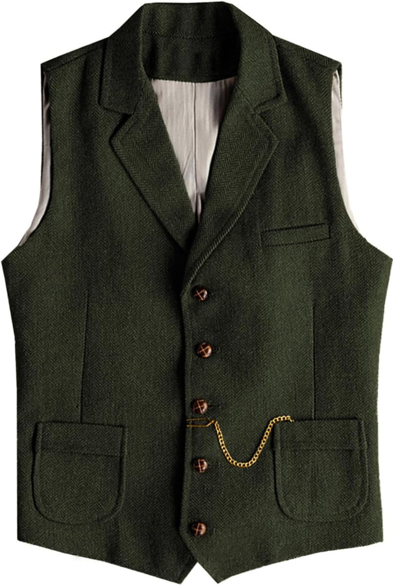 Herringbone Tweed herenpak, vest, wol, slim fit, vest, wol