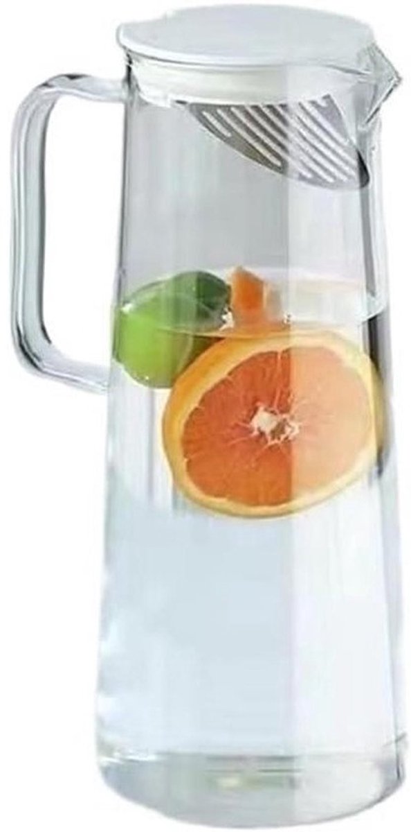Glazen Waterkan - Drankdispenser Deksel - Dranken Serveren - Met Handvat - 1.8 Liter - Transparant