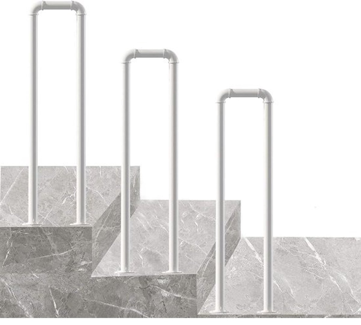 Buiten trapleuning - Steun voor trap - Veilig traplopen - U-vormige overgang - 85cm lengte - Wit