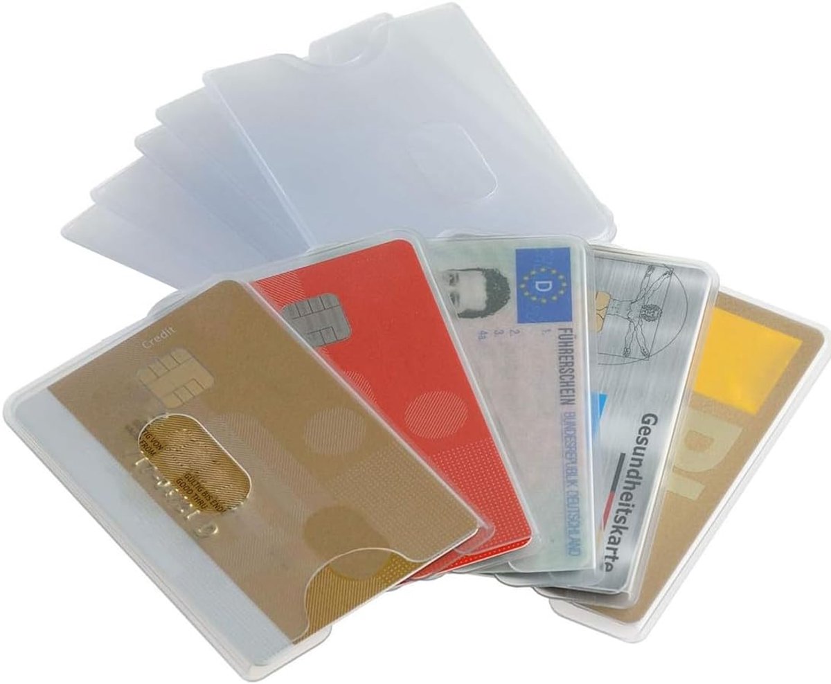 10 transparante plastic kaarthoesjes voor creditcards, creditcards, kaarthouders, creditcards