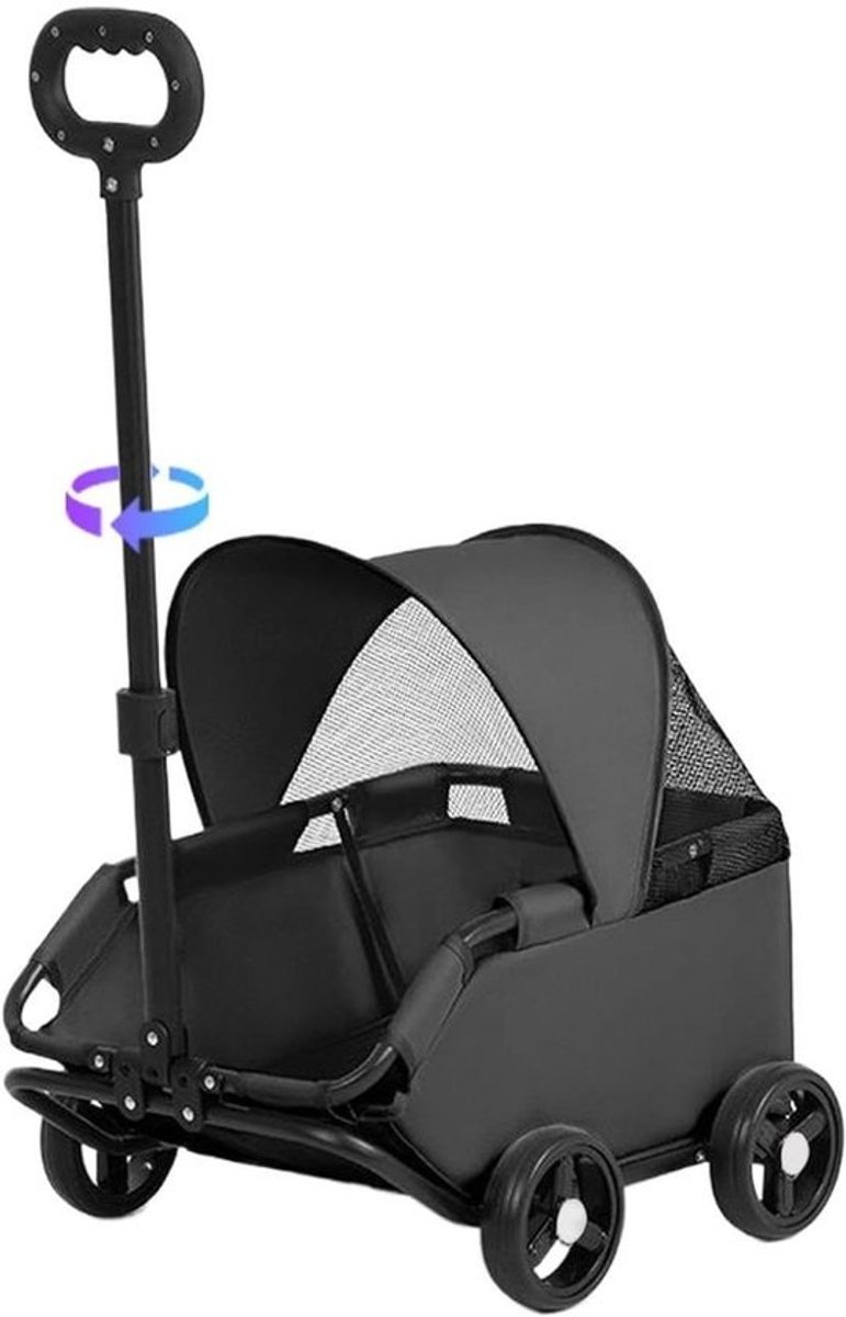 Huisdieren Wandelwagen - Dierenbuggy - Comfortabel Reizen - Geventileerd Ontwerp - Tot 7 kg - Zwart