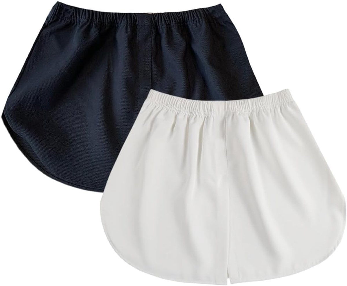 2-delige Top Rock Shirt-extensie Dames Minirok Shirt-extensie Fake Shirt Minirok Zoomrok met knopen (Zwart en Wit)