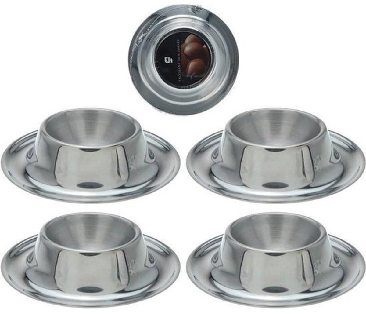 Eierdopjes Set - Ronde Dopjes - Ontbijt en Brunch - Tijdloos Design - 4 Stuks - Zilverkleurig