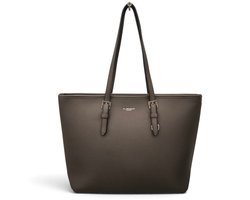 Flora&Co - schoudertas/shopper - soft - extra hoog - geschikt voor A4 mappen of laptop 14-15" - choco/bruin - ideaal voor school of werk