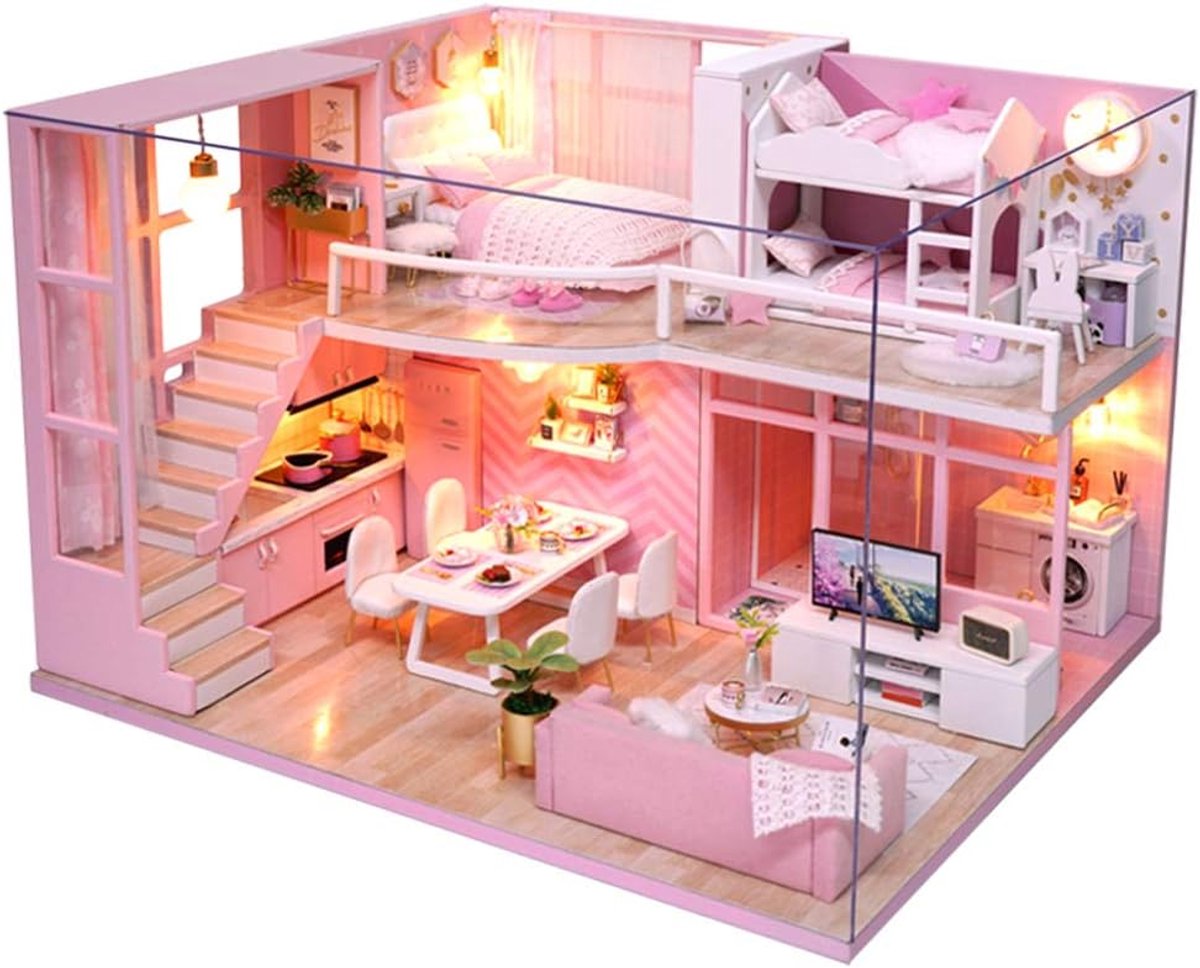 DIY huis model kit speelgoed kit pop meisje kit houten poppenhuis Y van hout, Standaard
