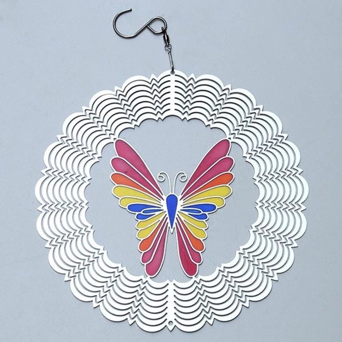 Windspinner Vlinder - Tuindecoratie Metaal - Buiten Versieren - Roestvrij Staal - 8 Inch - Meerdere Kleuren