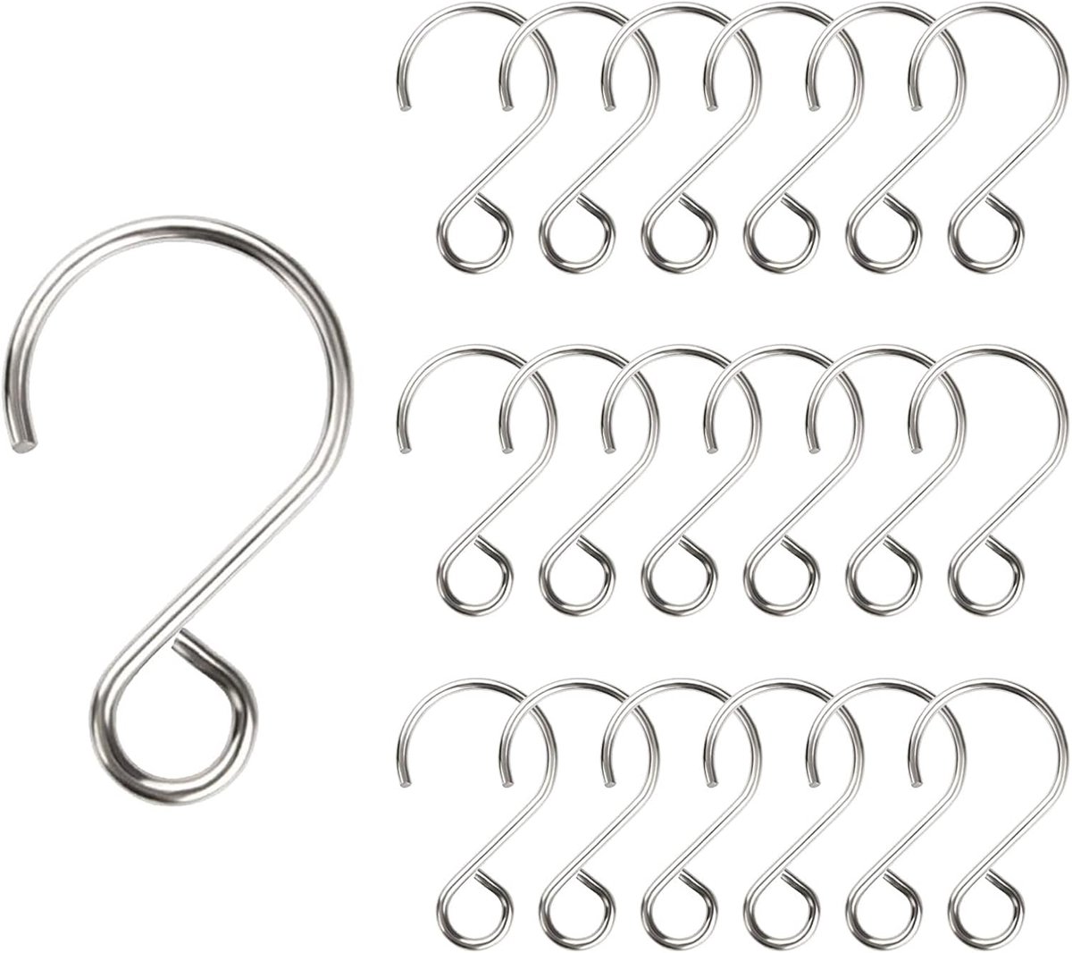 200 stuks S-vorm Mini Haken Edelstal Draaibaar, 25 mm S-haken Ophanghaakjes S-haken Gordijnhaken Stabiele Clips om op te hangen voor Kristal Parels Gordijnen Windspellen Bloempotten