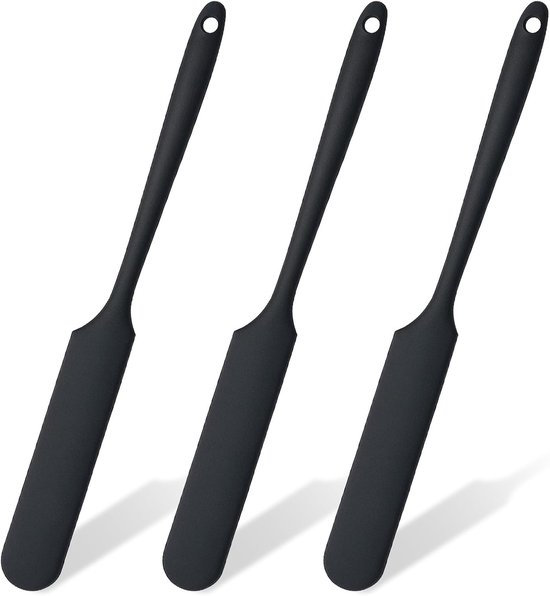 Spatels, hittebestendig tot 315 °C, flexibele keukenspatel met 24 cm lange slanke handgreep voor het schrapen, roeren en verdelen van glazen, kleine containers en deeg — afbeelding 5