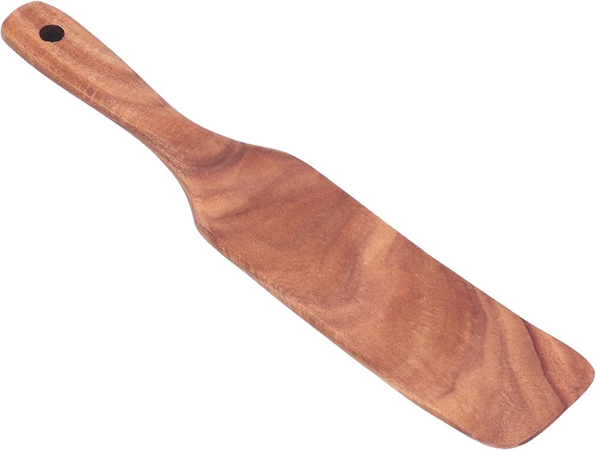 spatel, houten kookgerei voor biefstuk, pizza, salade, frituren, grote schop 35 x 6 cm, teakhout, bulkspatels, ideaal als cadeau voor busin