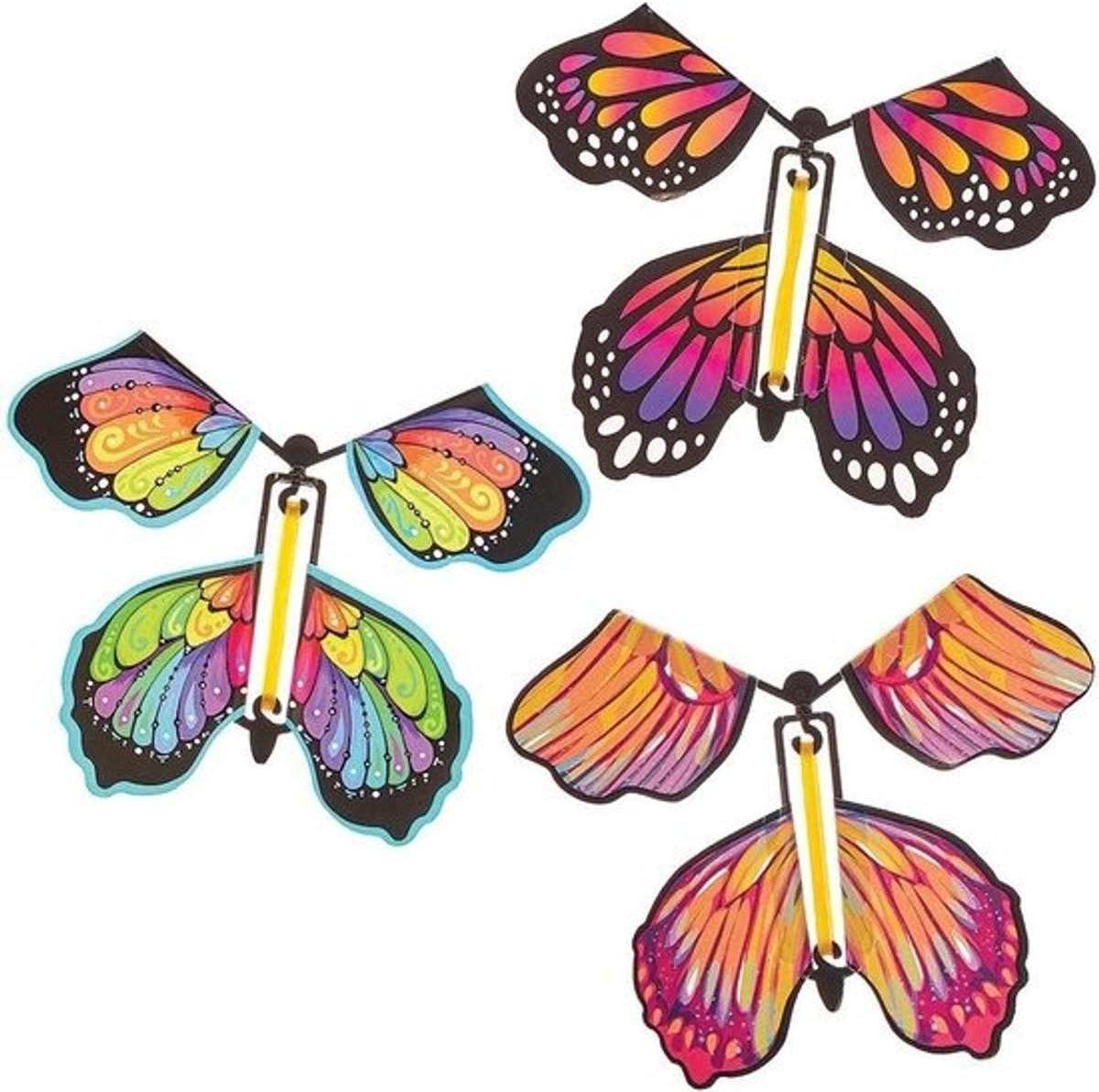 Lanceervlinders Set - Opwindbaar speelgoed Vlinders - Kinderspel Buiten - Zes Verschillende Designs - 12cm - Kleurrijk