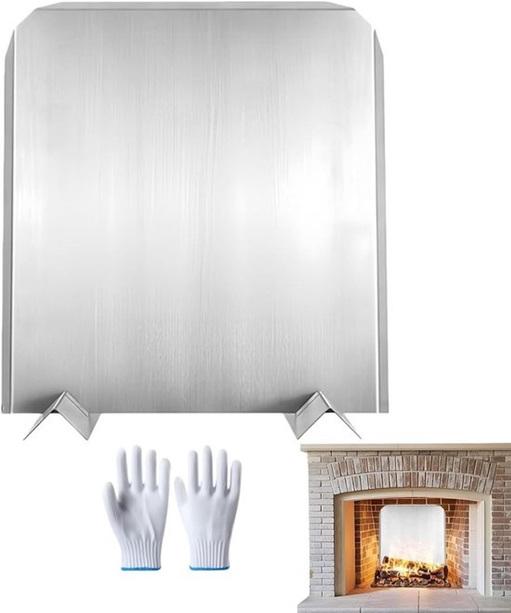 Haard achterplaat - Vonkbeschermer reflector - Warmte verhogen - Snelle installatie - 40 x 46 cm - Roestvrij staal