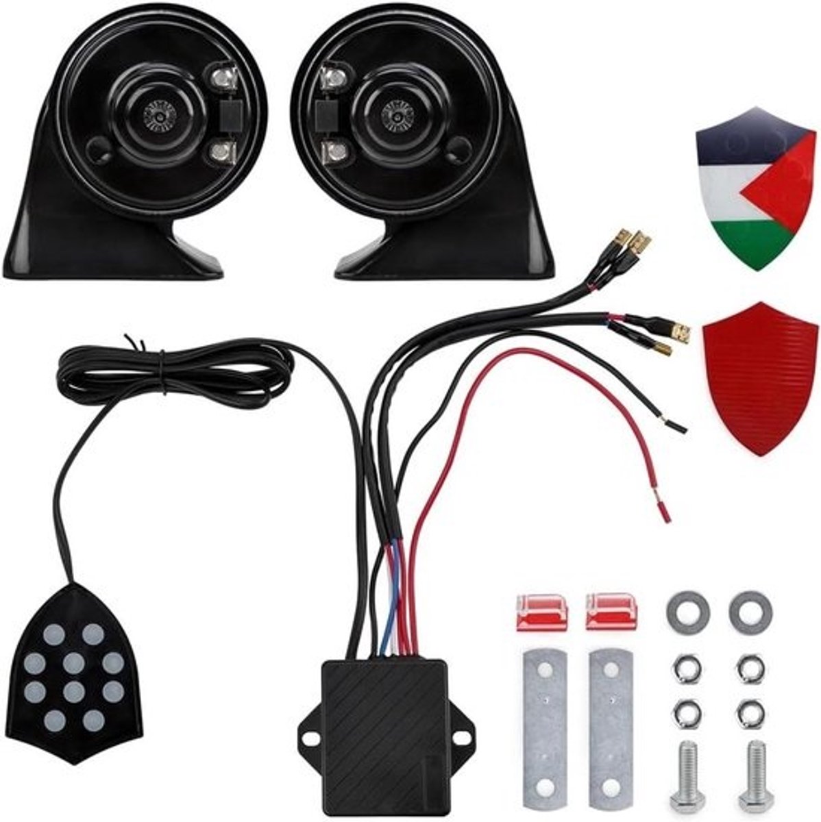 Muziek Controller - Hoorn Geluid - Voertuig Aanpassen - Tien Geluiden - 12V - Zwart