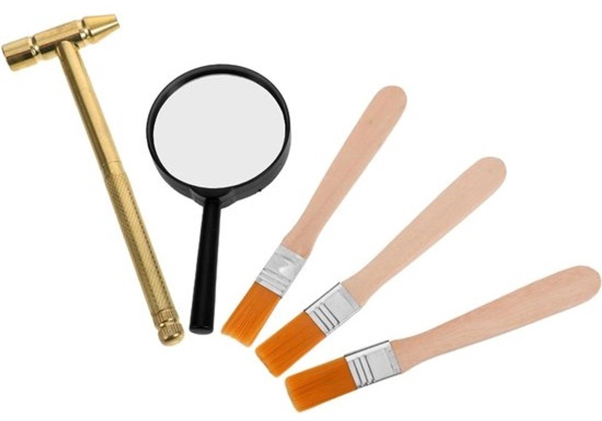 Graafset Kinderen - Archeologie Speelgoed - Wetenschap Ontdekken - Inclusief Vergrootglas - 12 cm - Multicolor