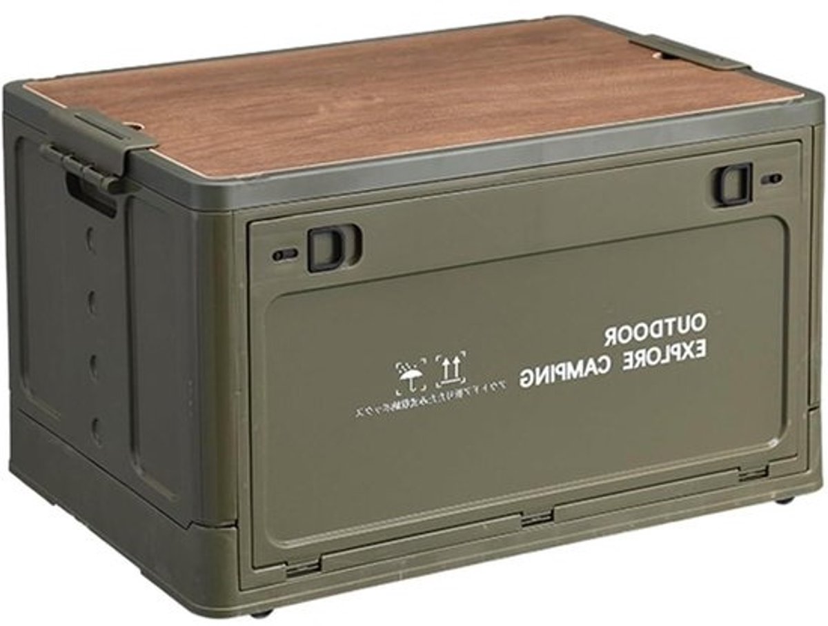 Opvouwbare Opbergdoos - Camping Bak Hout Deksel - Buiten Organiseren - Met Houten Snijplank Deksel - 378L x 316B cm