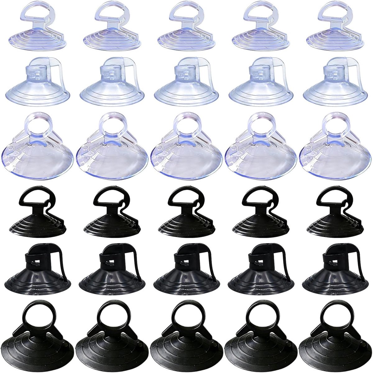 Dailygoods- Zuignappen 30 stuks - 3 maten (35 mm/38 mm/45 mm) - Kunststof - Herbruikbaar - Voor raam/badkamer/auto - Sterke zuigkracht - Zuignap