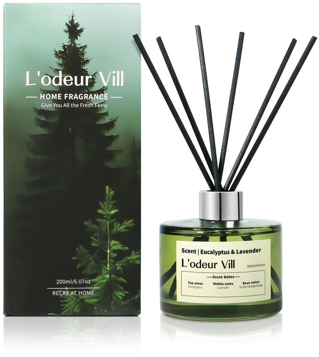 Geurstokjes 200ml - Eucalyptus & lavendel - Luxe huisparfum - Creëer een ontspannen sfeer - ShopVlot