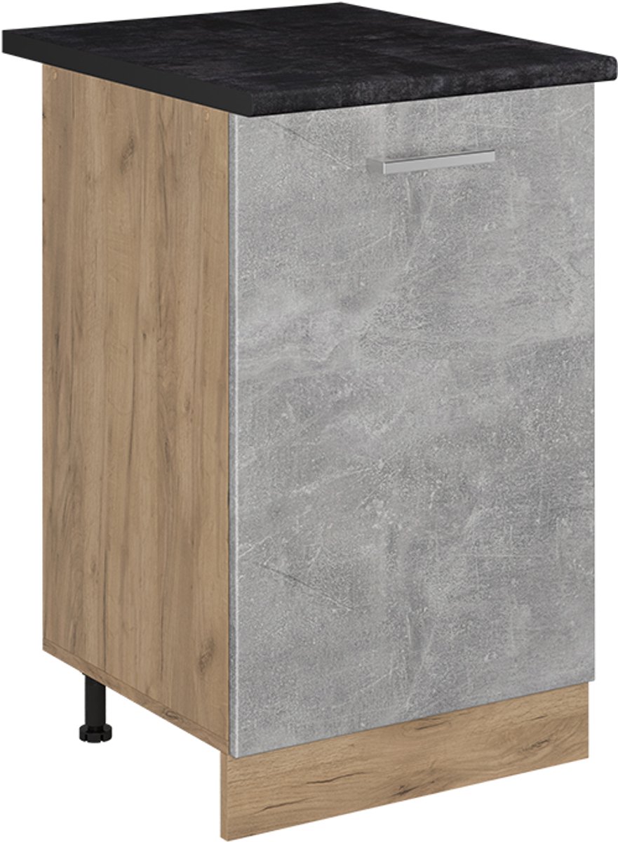Vicco Keukenonderkast R-Line, Beton/Goudkleurig Eiken, 50 cm antraciet werkblad