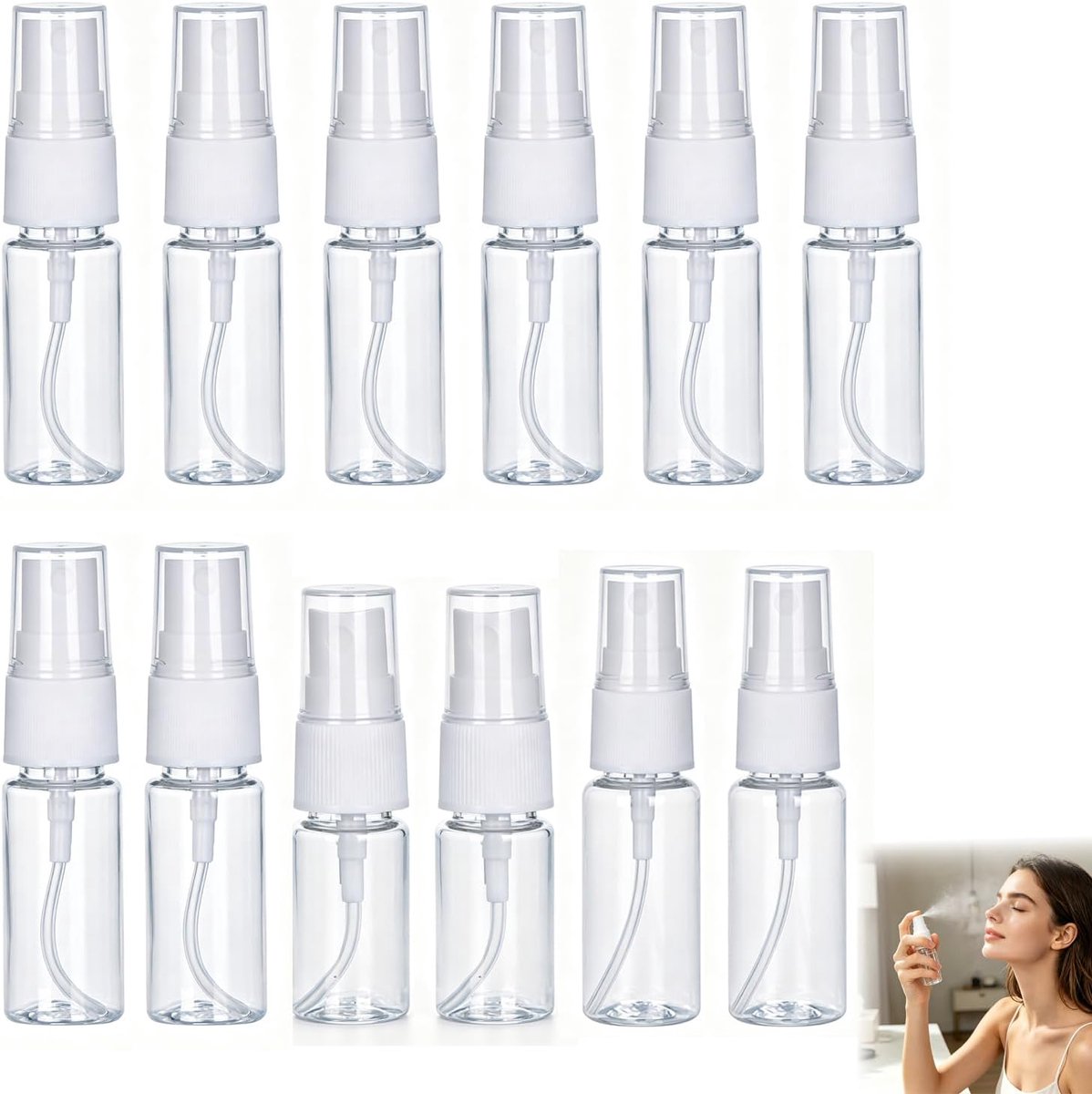 12 reissprayflessen – mini-verstuiver 10 ml, 15 ml, 20 ml, lege parfumfles, spray fles voor parfum, cosmetica, spray voor etherische olie, monster geur