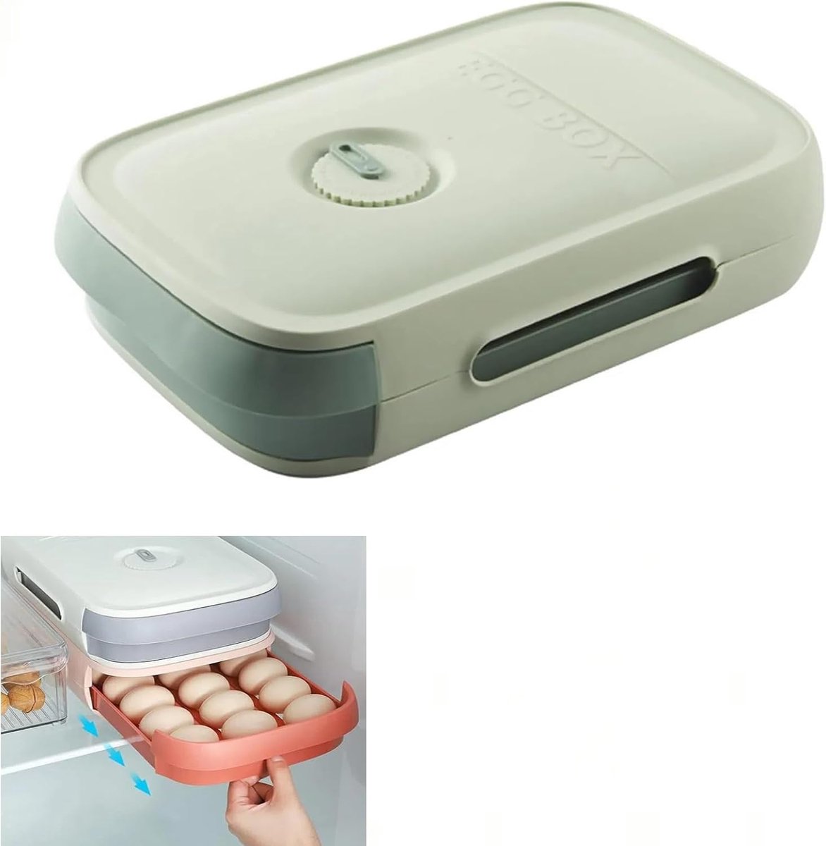 Eierhouder, eierhouder, kunststof, eierdopje, koelkast, bruikbare versheidsmarkering, stapelbare eierbox voor koelkast, keuken, picknick, outdoor, camping