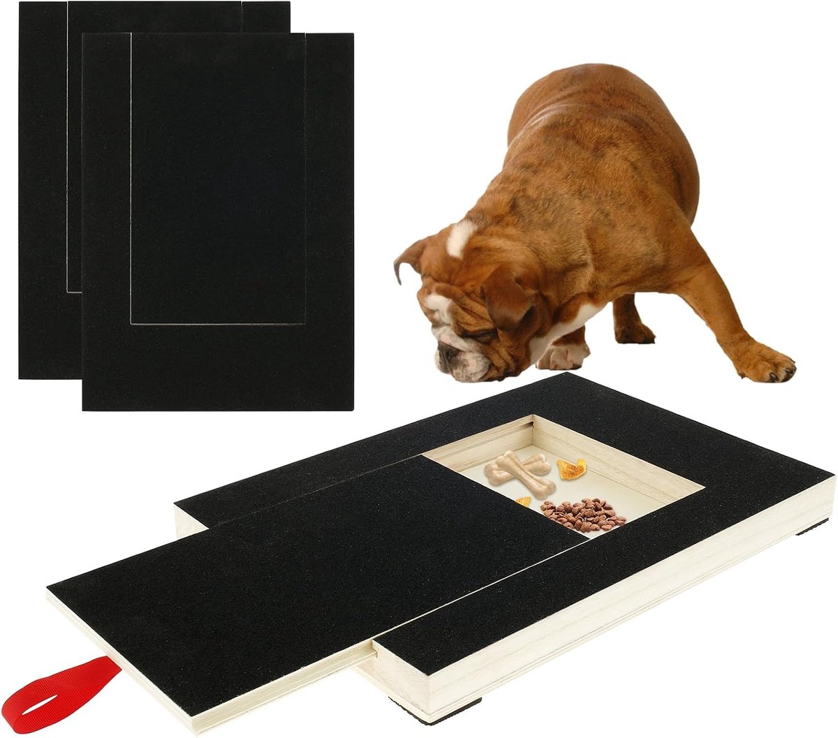 Krabplank voor honden, 35 x 25 x 3 cm, met lekkernijbox, vierkant, stressvrij, board voor huisdier nagelverzorging