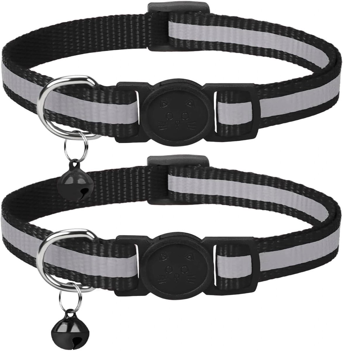 Halsbanden, Quick Release reflecterende kittenhalsband met bel, verstelbare kittenhalsband, gepersonaliseerde huisdieraccessoires (zwart)