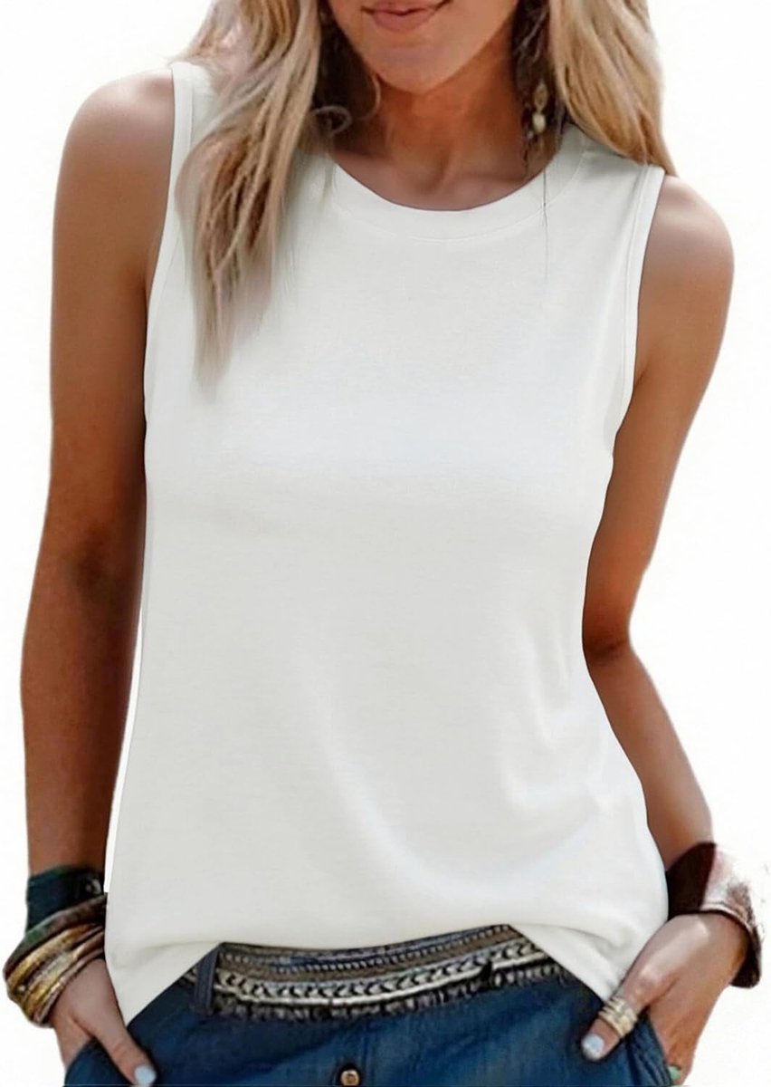 heekpek Tanktop dames zomer print tanktop ronde hals casual mouwloos T-shirt basic tops