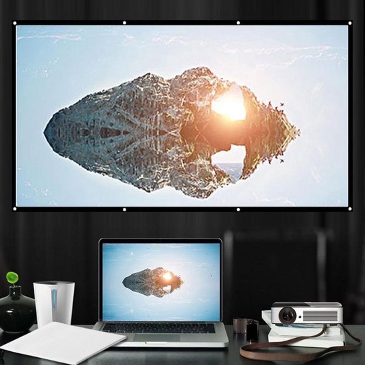 Projectiescherm - Projectie gordijn - Films Kijken - Kreukvrij Polyester - 40 inch 16:9 - Wit