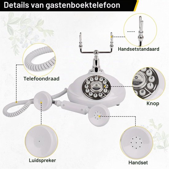 Gastenboek Huwelijkstelefoon, Neem Aangepaste Audioboodschap op met Gastenboek Retro Telefoon Audio Gastenboek voor Huwelijk Verjaardag Feest Belijdenis, Wit — afbeelding 4