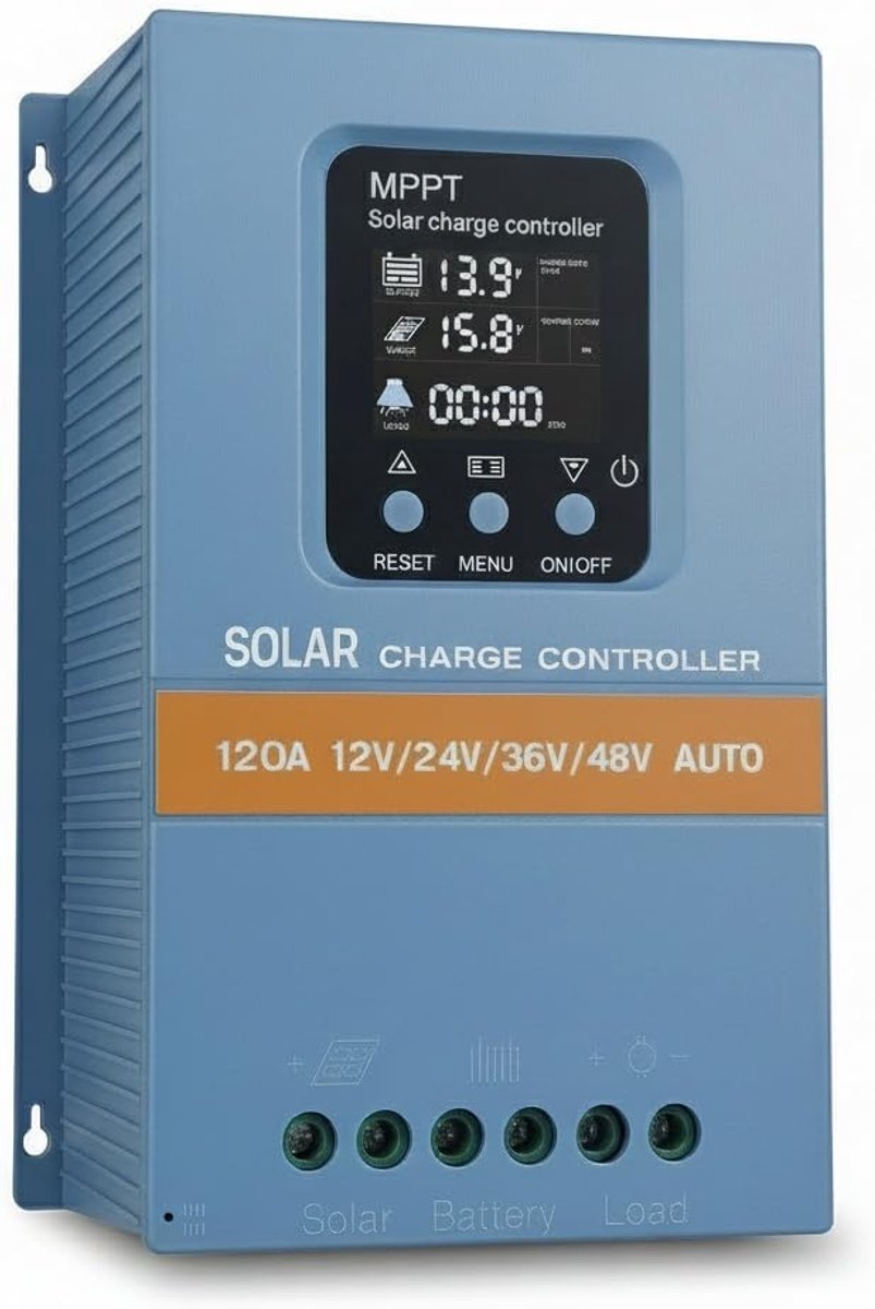 Oplaadregelaar op zonne-energie, 120 A, professioneel, 12 V/24 V/36 V/48 V auto, LCD-display, dual USB, 100 V max. ingang, voor huis, camper, boot